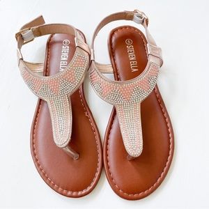 Steven Ella Rose Gold Sandals with Rhinestones B16217